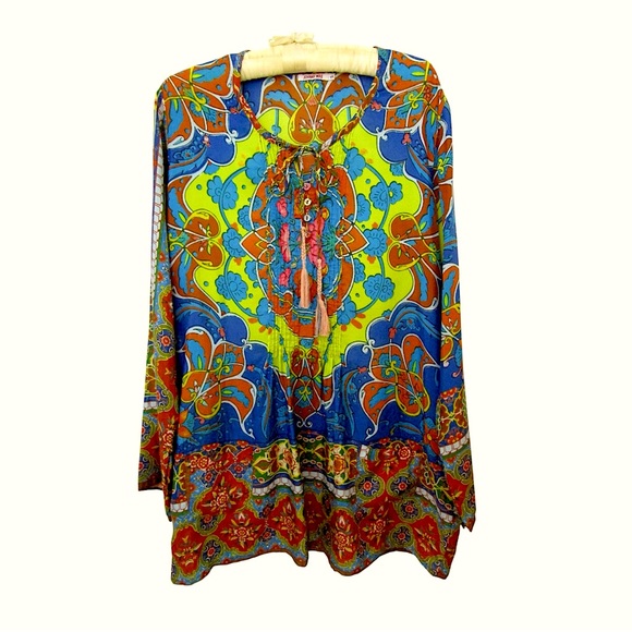 New Johnny Was Valeni Silk Georgette Top Sz S - Picture 2 of 16